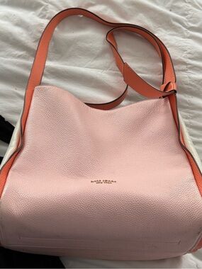 kate spade Pink Pebbled Leather Shoulder Bag with Coral Straps